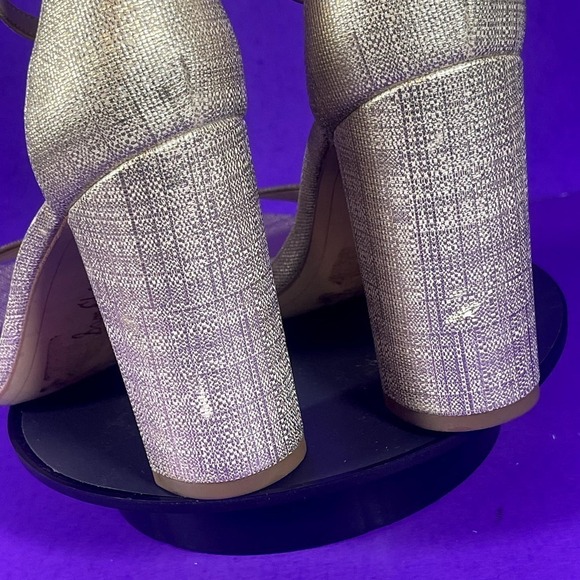 Sam Edelman Women's Metallic Gold Ankle Strap Block Heel Sandals Shoe Size 9.5 - Picture 6 of 9